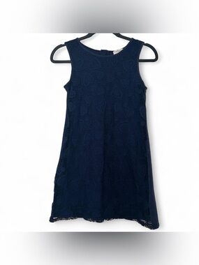 Kate Spade New York Girls Heart Lace Shift Dress Size 12 Navy